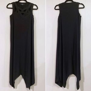 R&K black asymmetrical midi dress